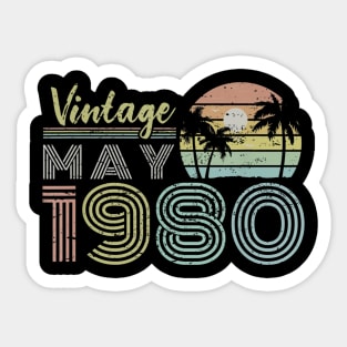 40th Birthday Gift Vintage May 1980 Forty Years Old Sticker